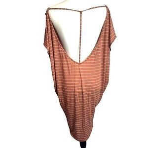 Vitamin A‎ Amalia Stevens Striped Cover Up Dress Tunic Rust Orange